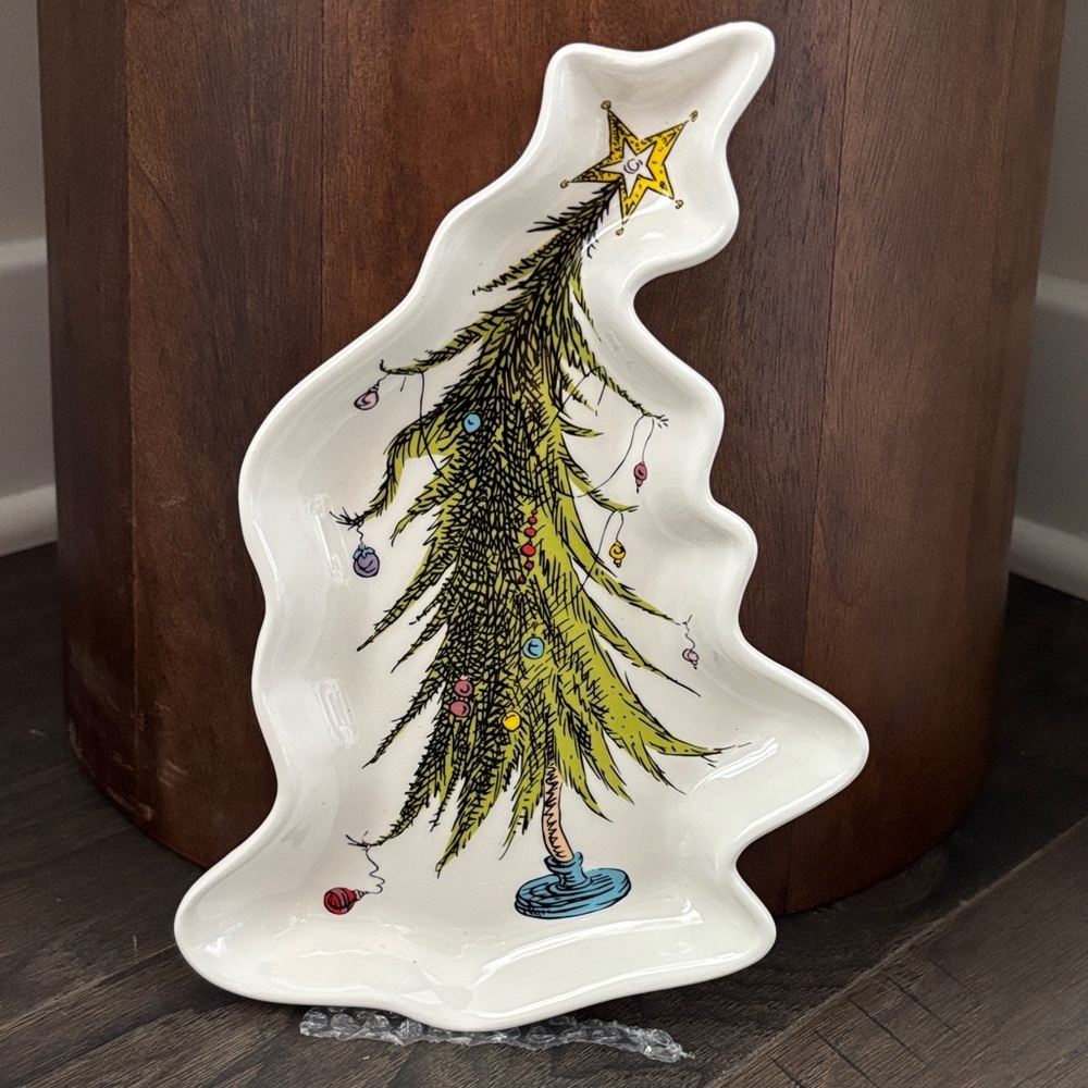 Sleigh Bell Bistro The Grinch Christmas Tree servingware dish appetizers,candies